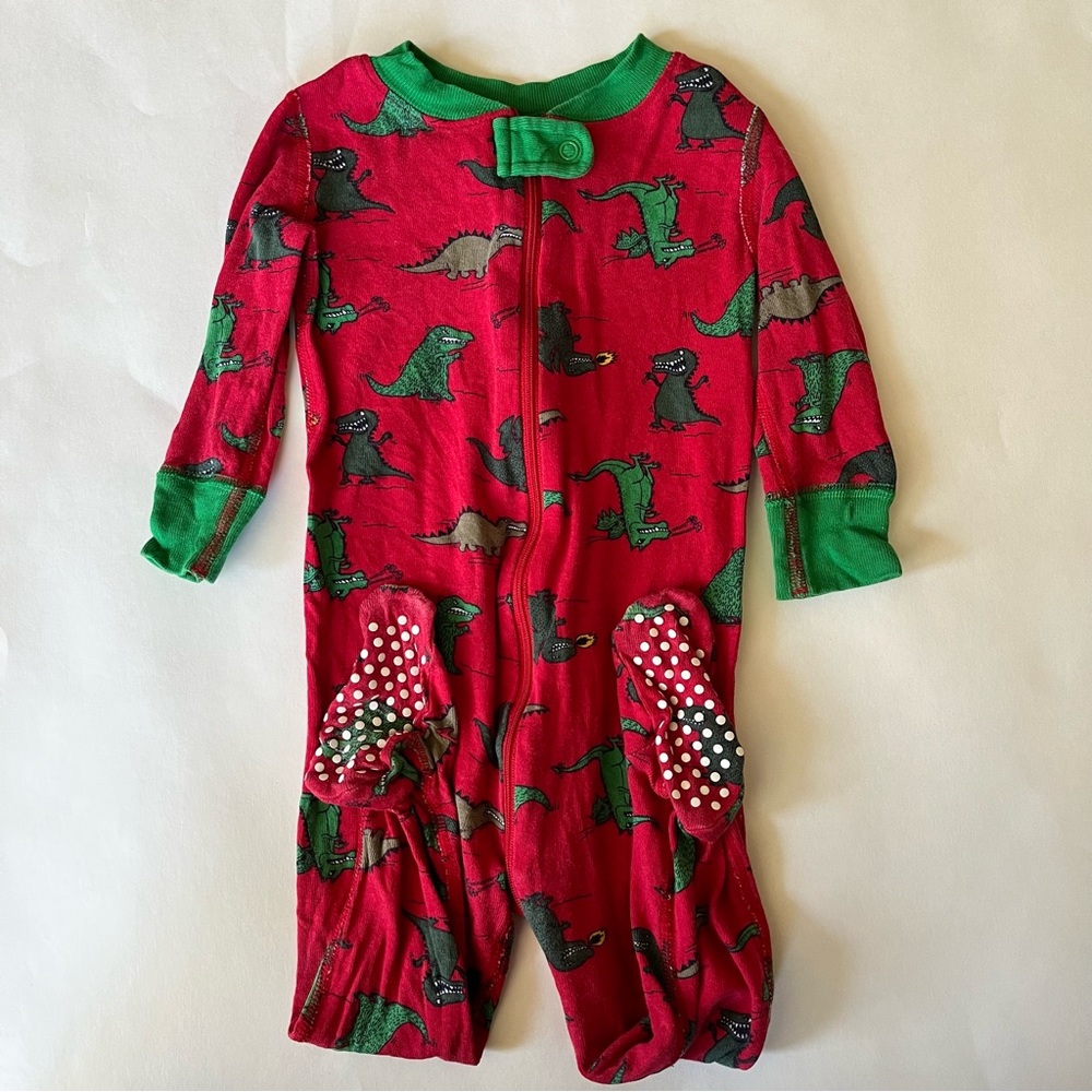 Hanna Andersson footie pajamas PJs dinosaur print size 75 or 12-18 months 🦖